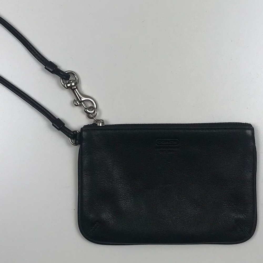 Coach black leather wristlet